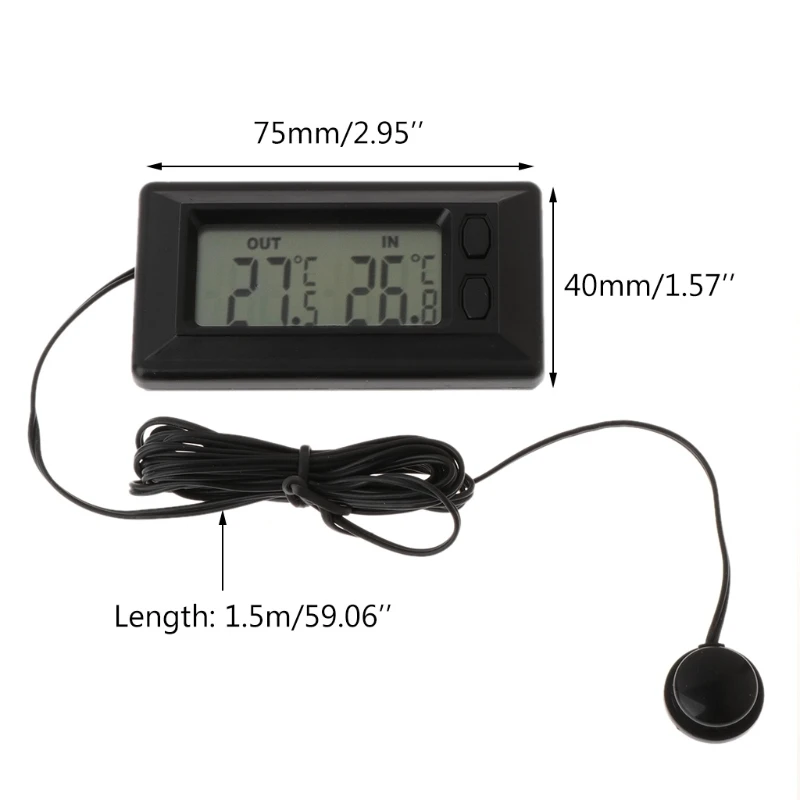 Car Thermometer 12v Digital Backlight LCD Car Inside And Outside Backlit Mini Thermometer Vehicle Display - View #4