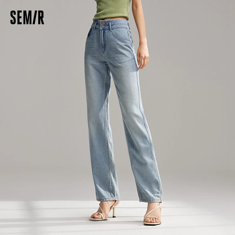 

Semir Jeans Women Cool Sense Of Straight Trousers Hong Kong Style 2024 Summer New Small Nine-Minute Trousers Show High Hundred T