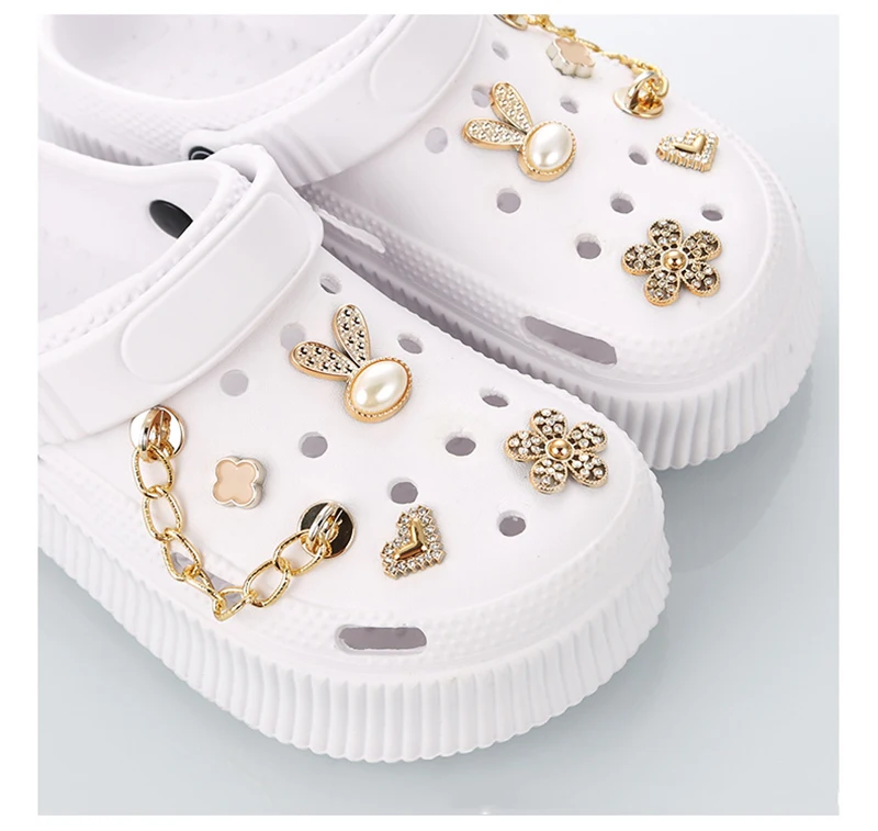 10 Stück modische Schuh-Charms-Schnallen zum Selbermachen, Strass, Blumen, Sandalen, Zubehör, Perlen, Garten, Schuhdekorationen, Sets für Frauen, Geschenke – Detail 5