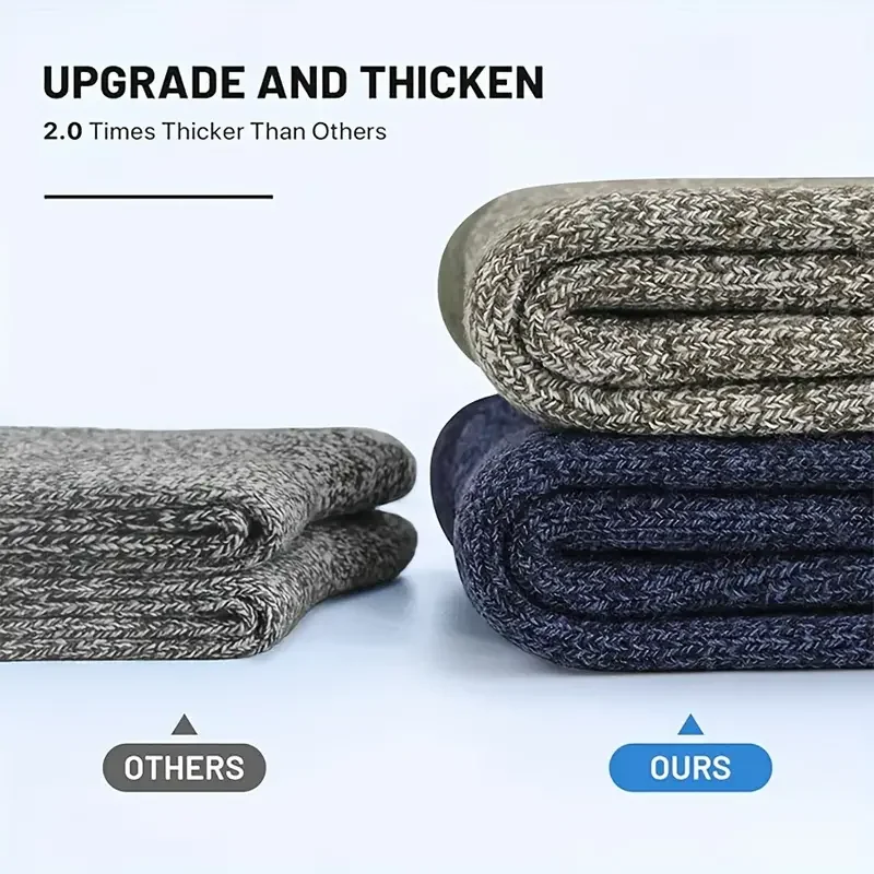 5 Pairs Merino Wool Socks For Men, Super Thick Hiking Socks - Image 2