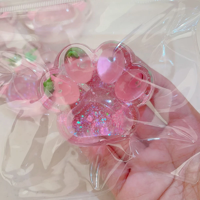 Fidget Toy Kawaii Transparent Strawberry Cat Paw Squeeze Toys Creative Slow Rebound Decompression Venting Rebound Toys For Kids 5