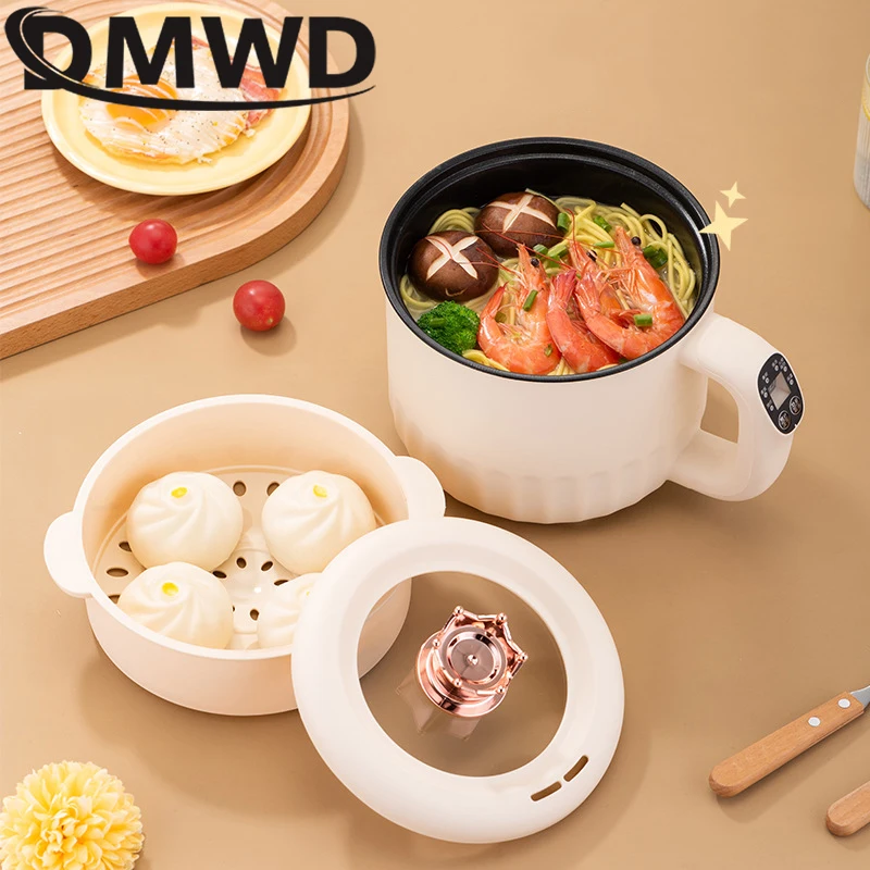 DMWD Multifunctional Electric Boiling Pot Non-Stick Frying Pan Noodles Hotpot Cooking Pot Mini Rice Cooker Stew Soup Skillet 3