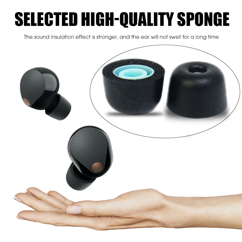 Soft Silicone Ear Tips for Sony WF-1000XM5 Bluetooth Earphone Earbuds Eartips Memory Sponge Replacement Earplugs S M 6 Size