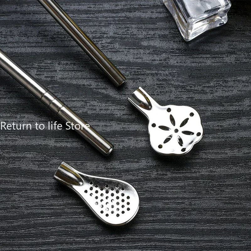 Straw Spoon Long Handle Mixing Yerba Mate Stainless Steel Bombilla Filter Teaspoon Coffee Stirring Spoon Bar Accessories 1Pc drinking straws,tea filter,metal straw set,glass straw set,straw accessories