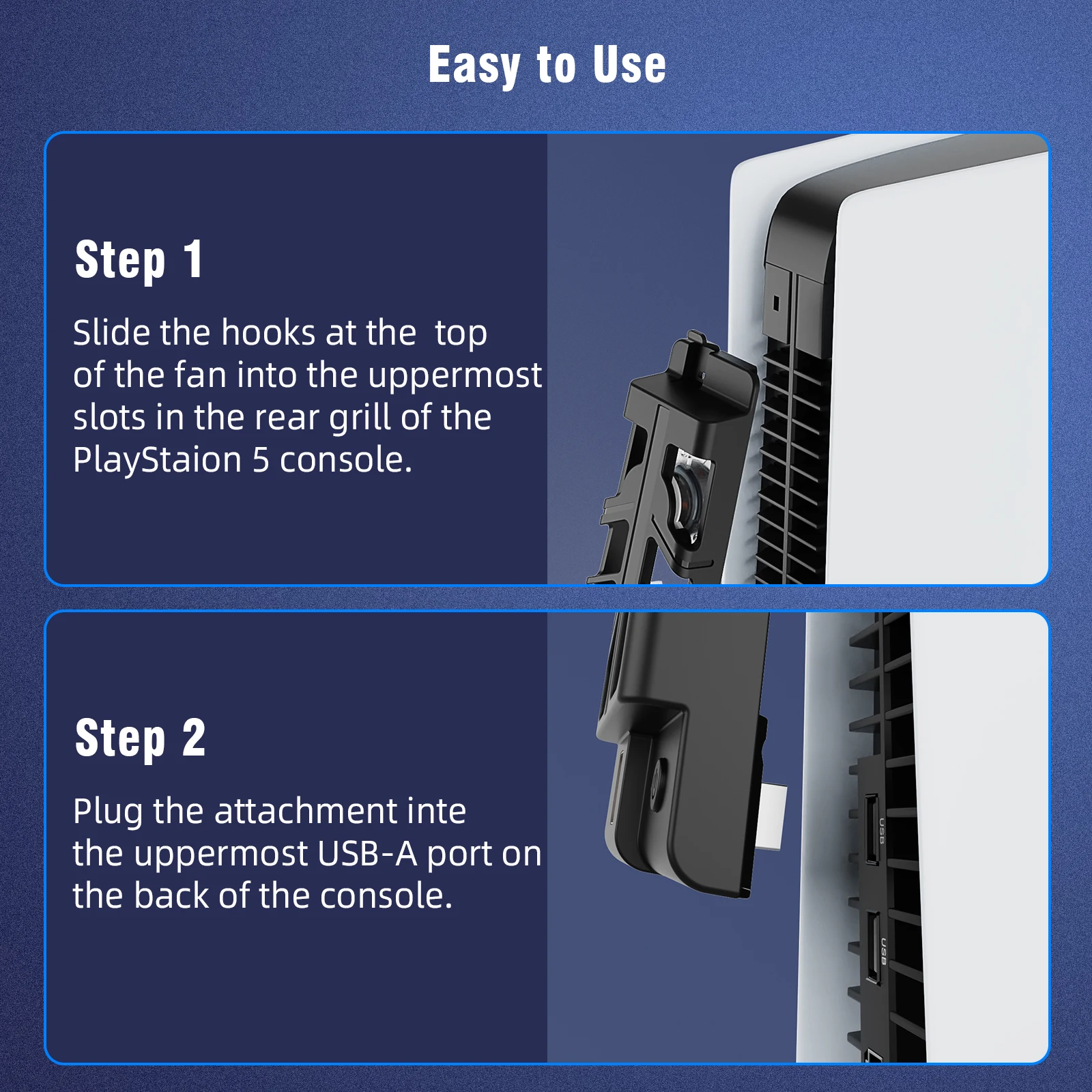 Cooling fan for PS5 disc/digital console, with 2-speed adjustment, not compatible with the new P5 slim, available in 2 color opt