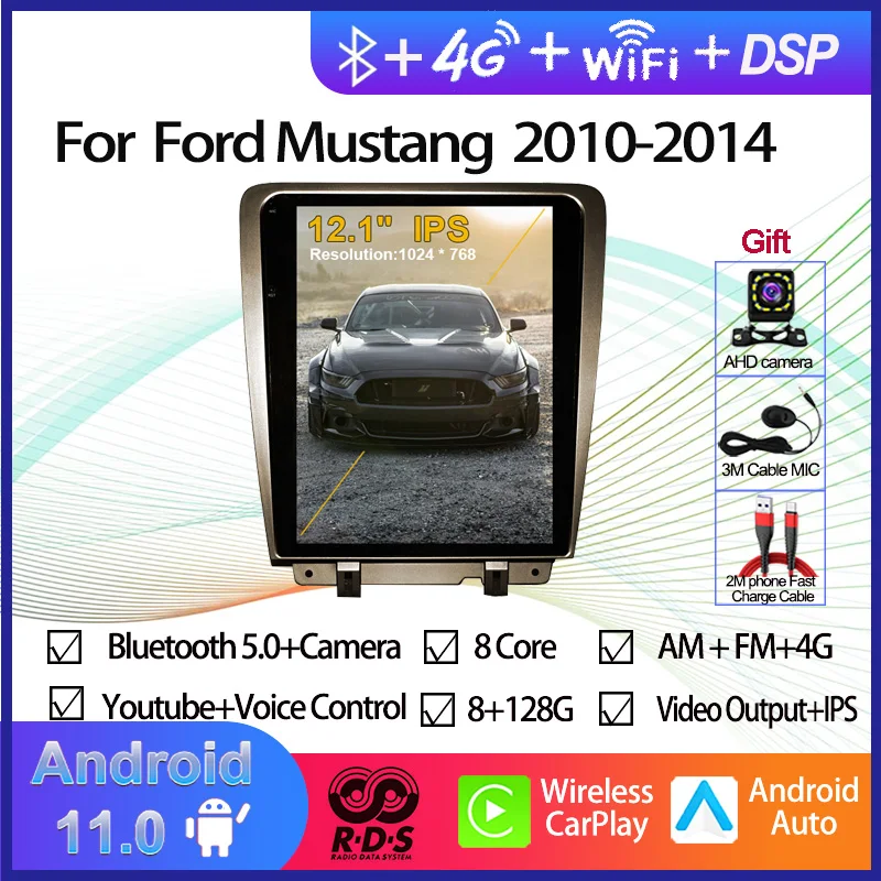 

Android 11 Car GPS Navigation Tesla Style Vertical Screen For Ford Mustang 2009-2015 Auto Radio Stereo Multimedia Player