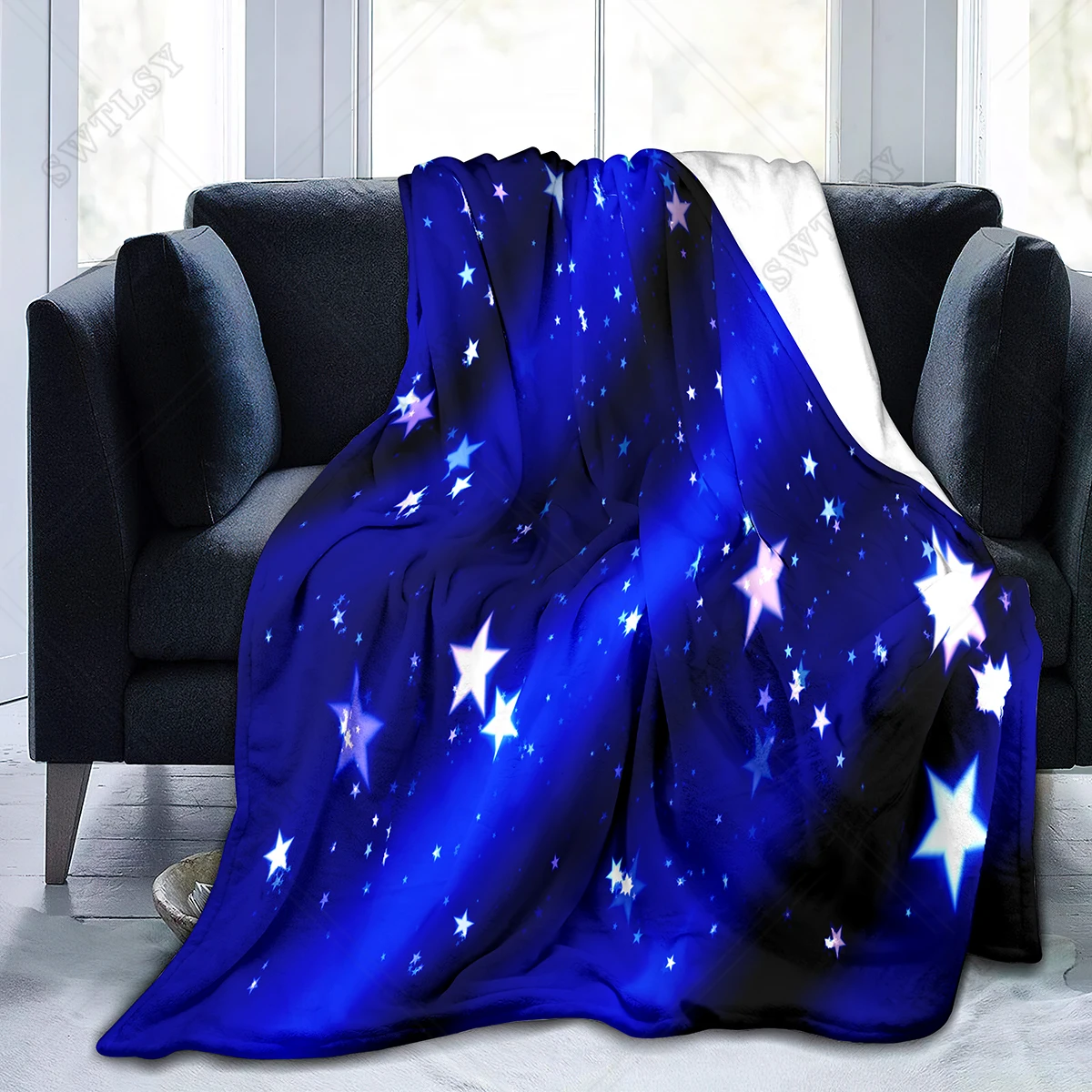 

Star Flannel Throw Blanket Night Sky Galaxy Pattern Blanket King Queen Full Size Lightweight Warm Super Soft for Couch Sofa Bed