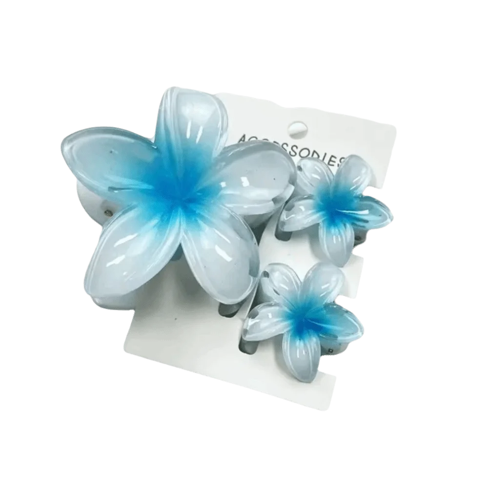 3 Teile/satz Neue Farbverlauf Haar Krallen Plumeria Blume Acryl Hawaiian Blume Haar Clip Süße Blume Klemme Haar Clips Strand – Detail 9