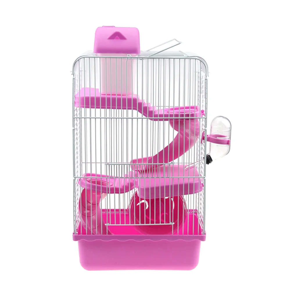 

Three Layers Hamster Cage Includes Water Bottle Exercise Wheel Dish Hamster Hide- Out Small House for Pets Chinchilla Hamster