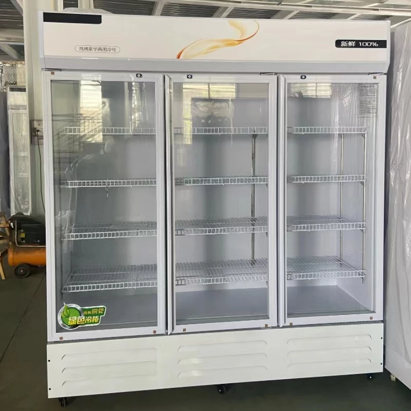 Three-Door White Plastic Door Frame Air-Cooled Beverage Display Cabinet Freezer Type Refrigerator
