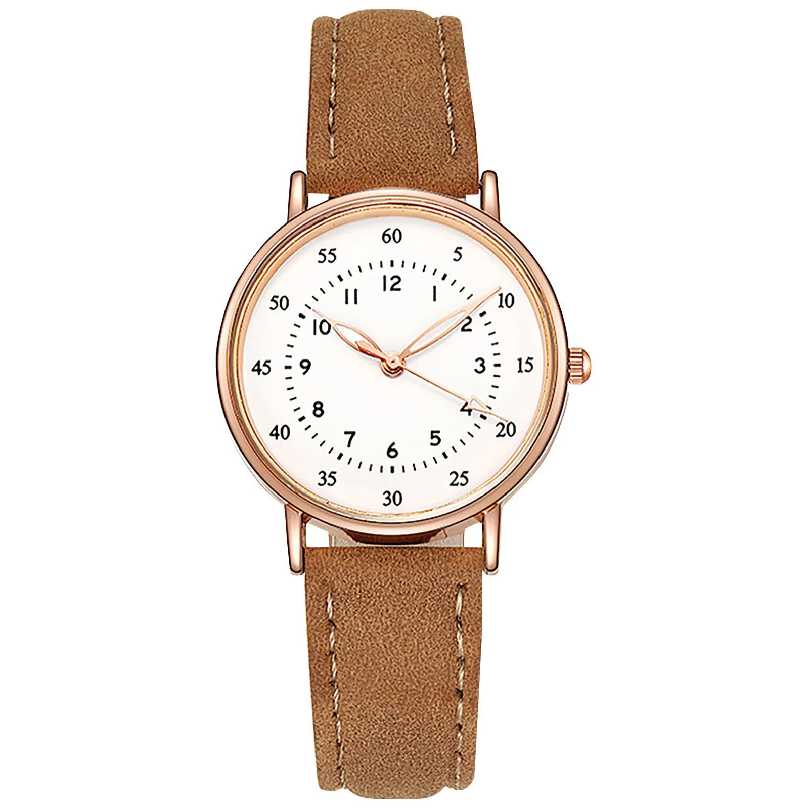 

Women Quartz Wristwatches Round Dial Frosted Leather Strap Simple Digital Wristwatch Fashion Causal Daily Commute Watch Reloj