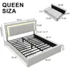 Queen Size Bed Frame with 4 Storage Drawers and LED Lights, Upholstered Platform Bed with Adjustable Headboard 6