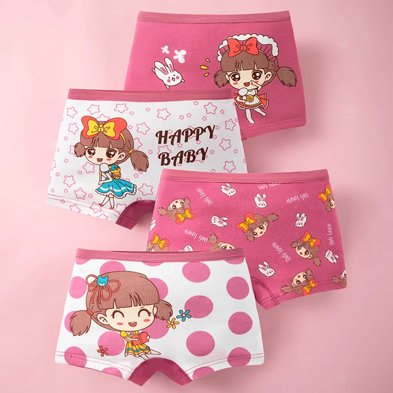 3-8 Years Old Kid's Boxer Underwear 100% Cotton Baby's Class A 100% Cotton Yound Children's Girls' Brief 4 Pcs a Lot girls underwear girls panties kids underwear kids underwear sets