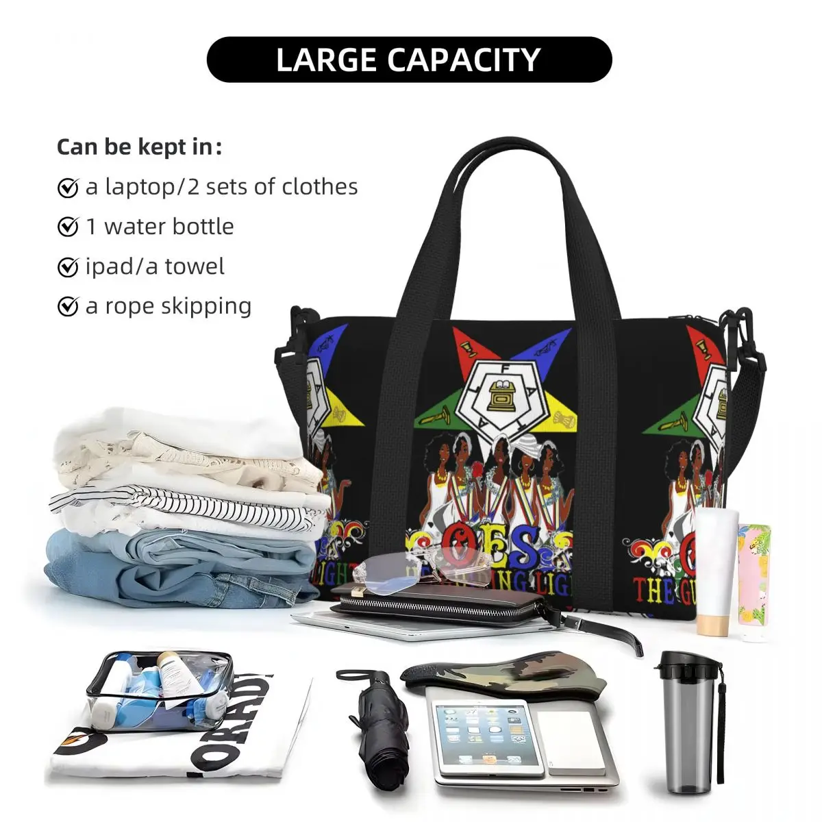 OES Order Of The Eastern Star Sistars The Guiding Light Freemason Tote Bag for Big Capacity Gym Beach Travel Bags