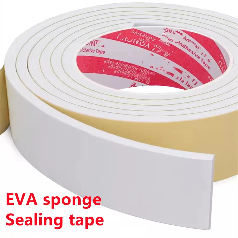 thumbnail image 1 of Tira de sellado para puertas y ventanas de goma blanca con esponja, impermeable, insonorizada, autoadhesiva, anticolisión, cinta de espuma EVA de un solo lado, 1 of 4