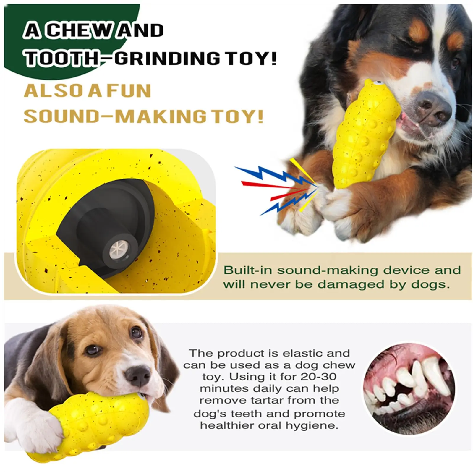 Indestructible Squeaky Dog Chew Toys for Aggressive Chewers, Food Grade Material Dog Chew Toys, Tough Durable Dog Toys Medium 5