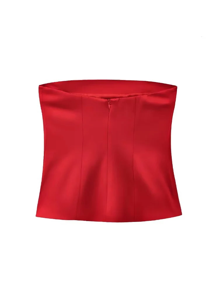 TFMLN Fashion Women Strapless Top T Shirts New Elegant Spring Summer Elastic Clothes Sleeveless