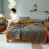 Decorative Bed Cover Blanket Ethnic Cotton Gauze Bedroom Bedspread On The Bed Double Quilts King Size Bed Comforters 220*240cm 4