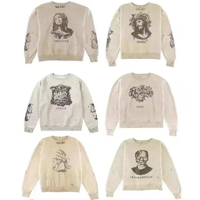 24ss Oversized Saint Michael Sweatshirt Men Women 1:1 Best Quality  