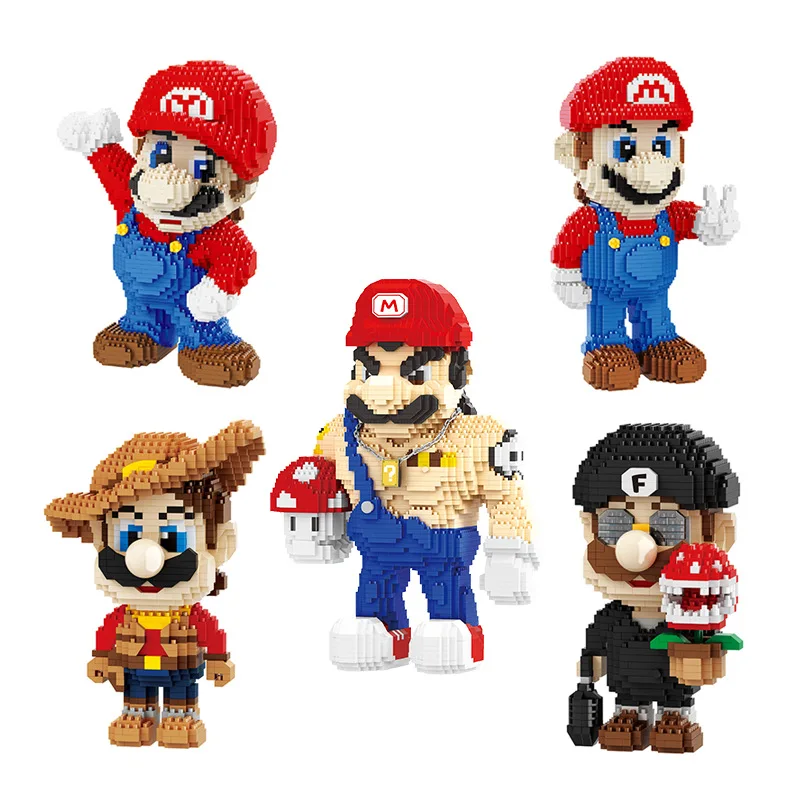 

Super Brothers Mario Building Blocks Cartoon Anime Character Doll Boys and Girls Decompression Building Blocks Children's Toys