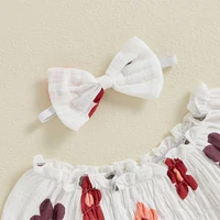 Citgeett-Ensemble à manches longues pour bébés filles, imprimé floral, costume de batterie à volants, nœud, bande de sauna, vêtements d'automne 5