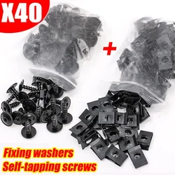 Black Car Metal U - Type Clips with Anti - Rust Fasteners and Screws - Pack of 20/40 (Black 40x)