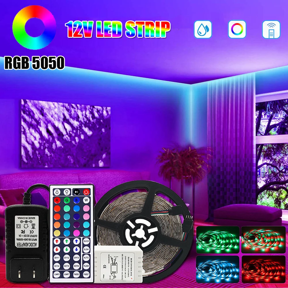 

Светодиодная лента 12 в RGB, водонепроницаемая лента, гибсветильник неоновая лента для украшения вечерние ринки, свадьбы, SMD 2835, полосы 5 м, 10 м