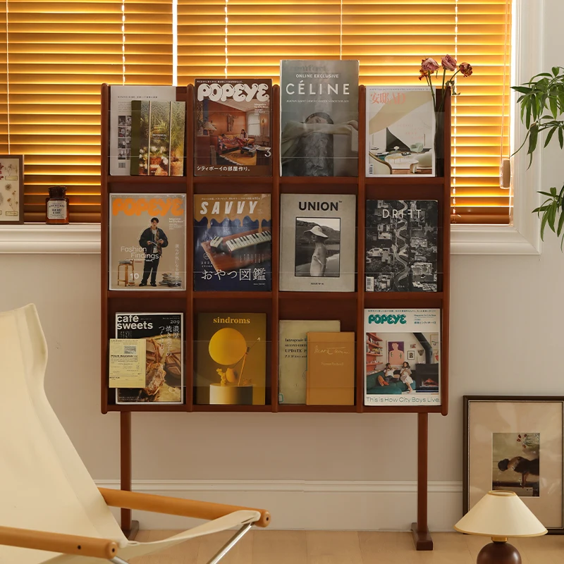 Wooden Office Magazine Rack Newspaper Market Holder Catalogs Storage Shelf Shelves Room Revistero Wall Estanterias Furniture newspaper study magazine rack book bookcase floor filing wooden shelf nordic magazine sujeta libros organizador furniture