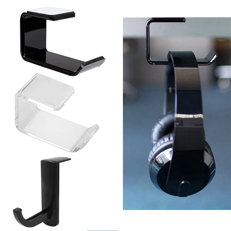 Headset Holde Self-Adhesive Mounted Headphone Hanger PC Monitor Display Headset Earphone Hook Rack Headphones Accessories