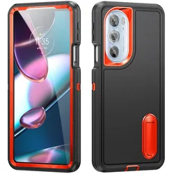 Premium Heavy Duty Rugged Case with 3 - Layer Shockproof Protection and Kickstand - Motorola G Play (2025) (Orangeblack)