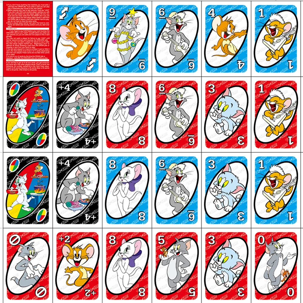 UNO TOM AND JERRY Matching Card Game SHOWEM Multiplayer Family Party Boardgame Funny Friends Entertainment Puzzle Poker 5