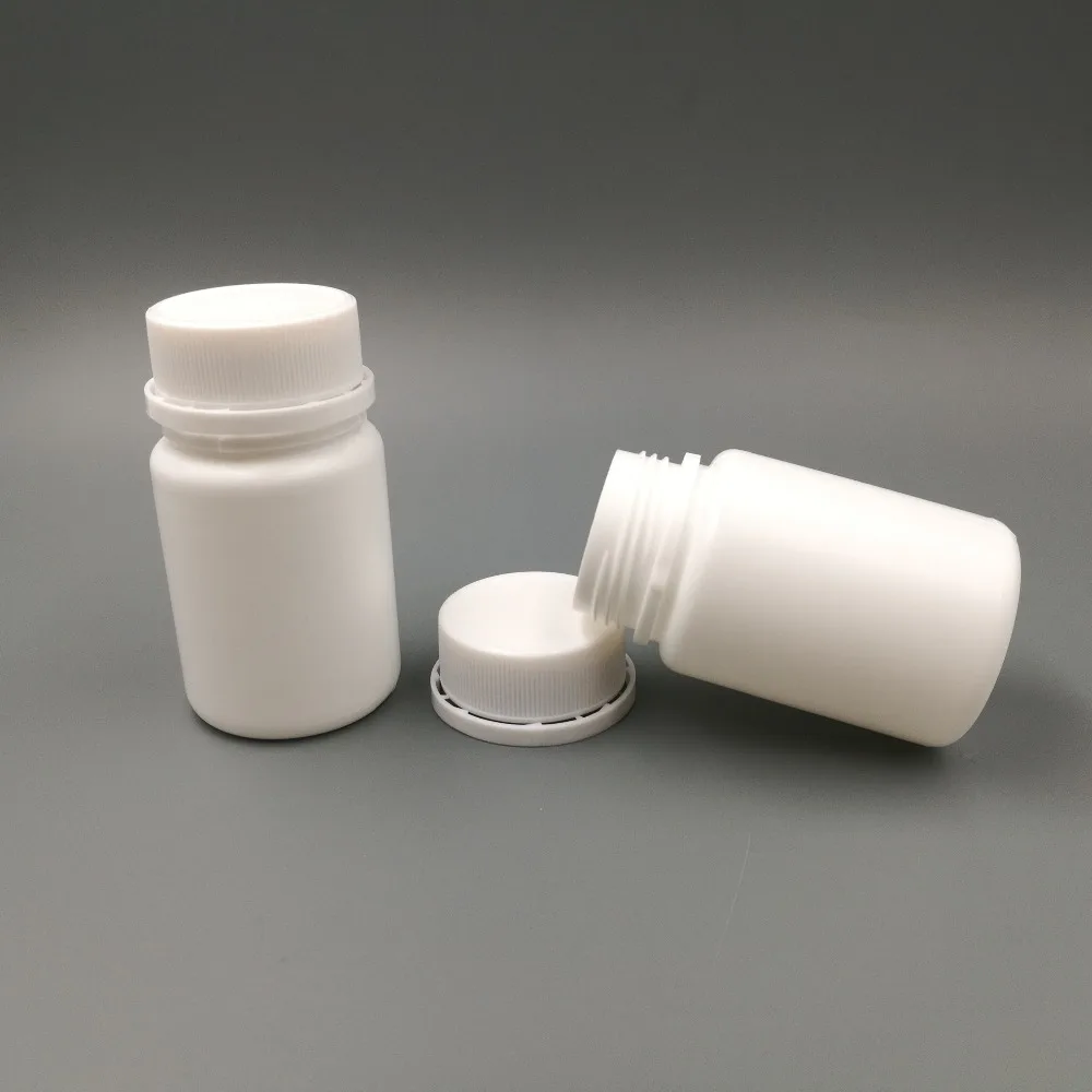 100pcs/lot 50cc 50ml HDPE empty plastic pill bottle tamper proof Cap empty capsule bottle tamper evident cap