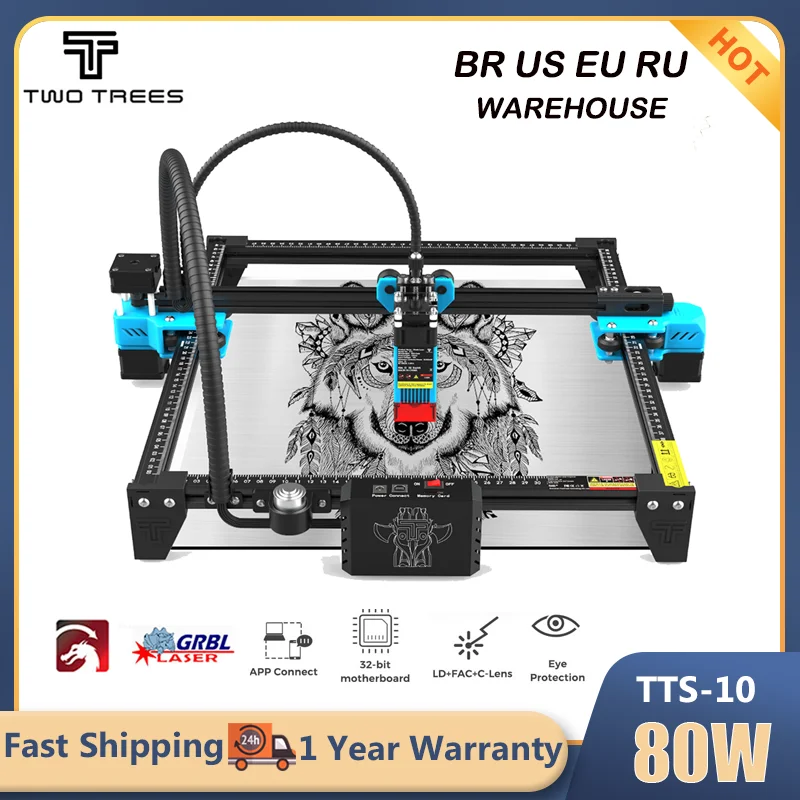 

Two Trees TTS-10 Laser Engraving Machine 80W Laser Engraver CNC With Wifi Offline Control Metal Wood Cutting Machine