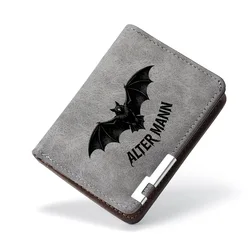 Elegant Black Bat Pattern Men's Wallet - Stylish and Casual Design (3631 - BF -Grey)