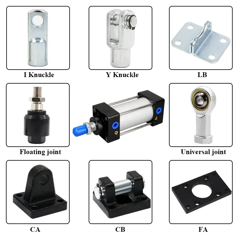 SC Series I/Y/U/F/CA/CB/LB/FA Bore 32mm/40mm/50mm/63mm/80mm/100mm/125mm 160mm Air Pneumatic Cylinder Accessories