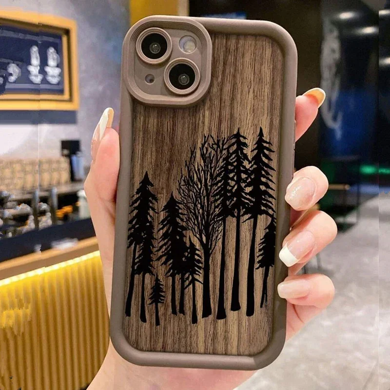 Retro Forest Wood Pattern Soft Phone Case Cover