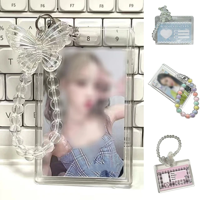 INS Butterfly Photocard Holder 3 Inch Kpop Idol Photo Protector Case With  Keychain Photos Sleeves Student Bus ID Bank Card Case - AliExpress
