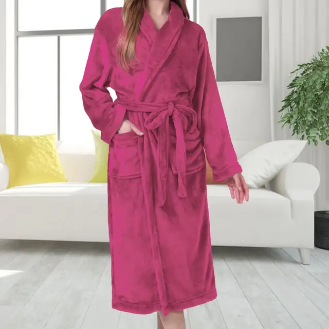 104457-755c4a.jpg 2025 Robe en flanelle pour femmes, peignoir épais et chaud en polaire avec poches, chemise de nuit longue en peluche douce pour l'hiver, vêtements de nuit