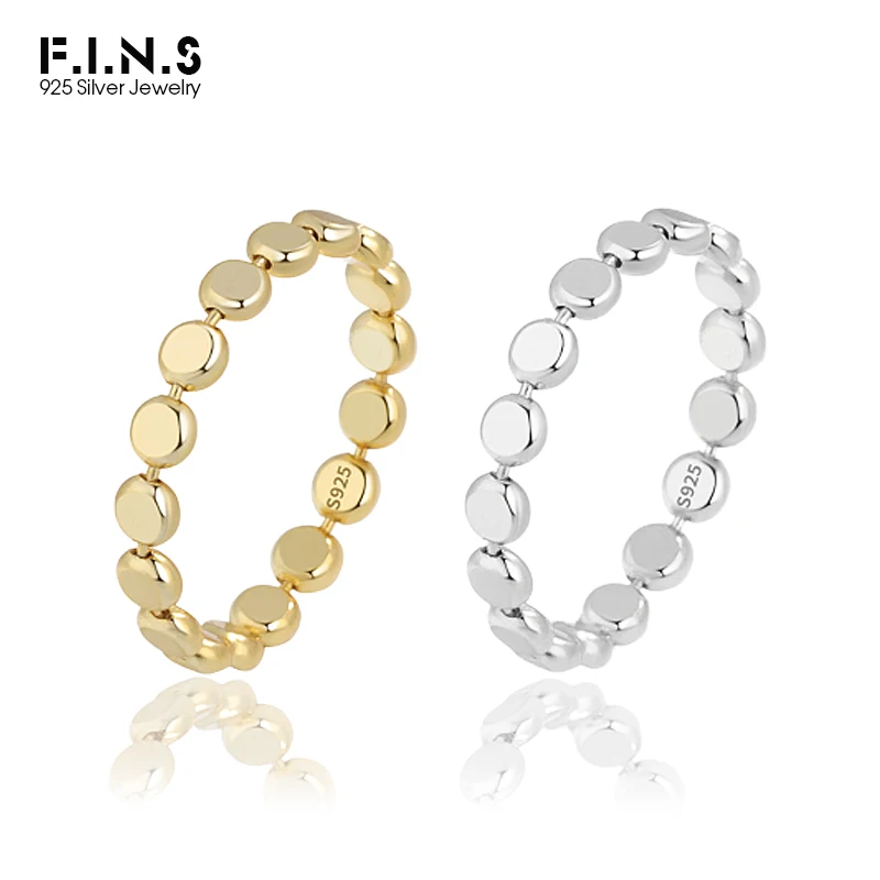 F.I.N.S Minimalist Fine Jewelry Geometric Flat Round Beads S925 Sterling Silver Ring Simple Stackable Silver Finger Ring 925 silver ring silver rings