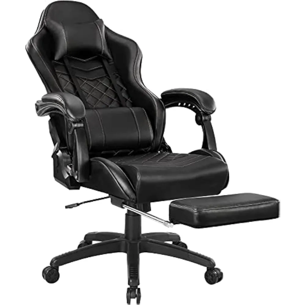 

Blue Whale Massage Gaming Chair for Adults, 350LBS Office Chair with Retractable Footrest, Adjustable Armrest, Classic PU