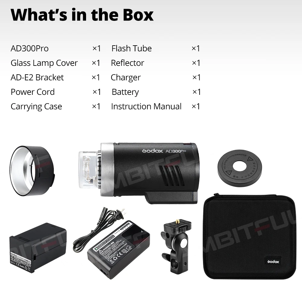 Godox AD300Pro Outdoor Flash Light 300Ws TTL 2.4G 1/8000 HSS with Battery for Canon Nikon Sony Fuji Olympus Pentax 2