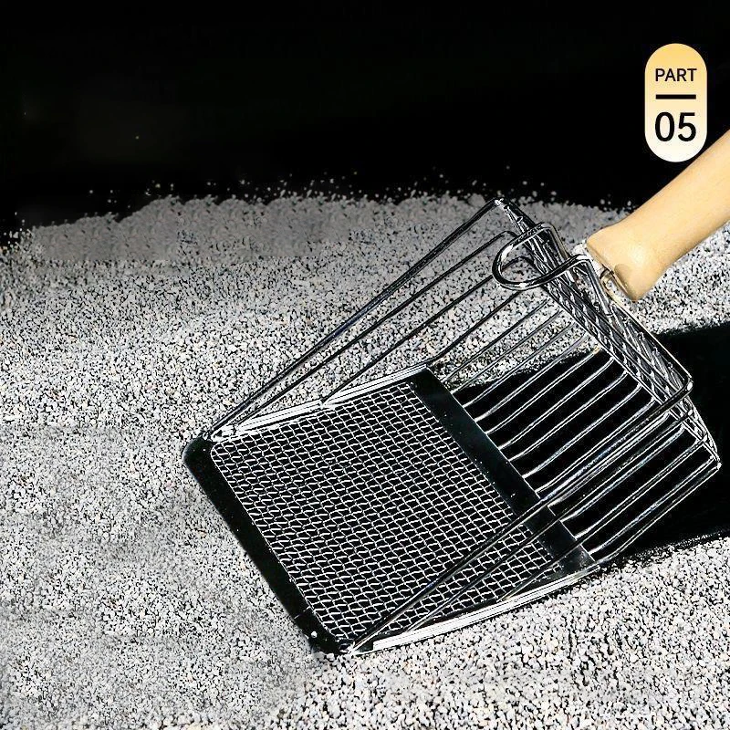 Pelle À Litière Pour Chat En Acier Inoxydable Avec Manche En Bois_voghion.com