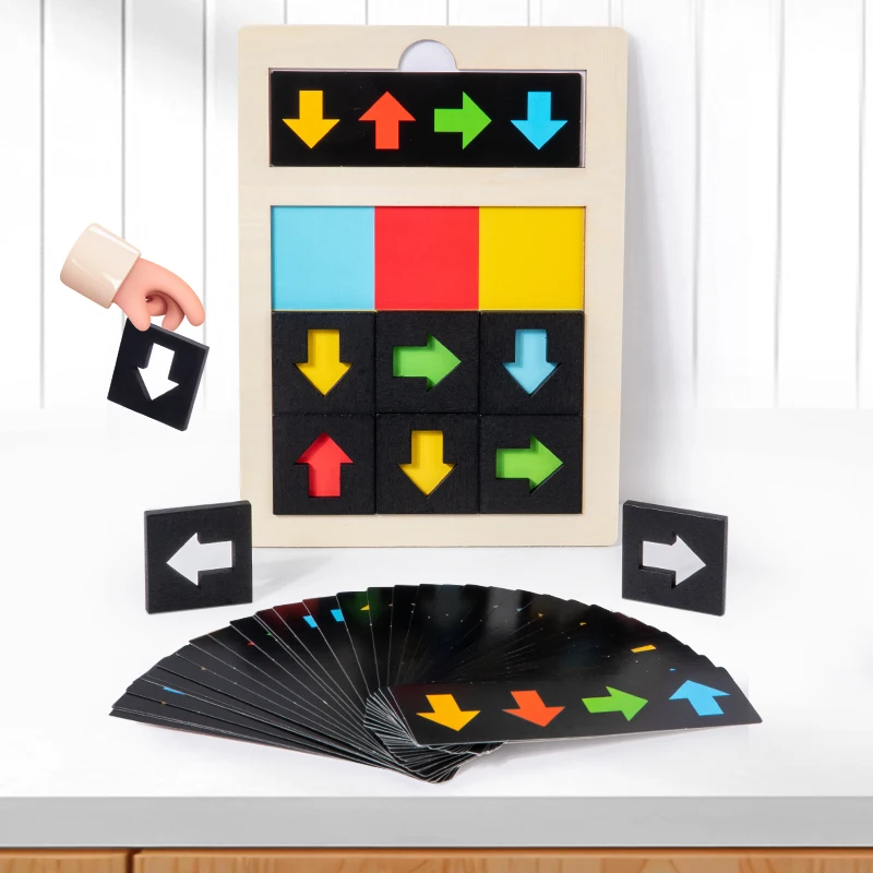 Jogo sensorial de cognição de direção infantil, brinquedo montessori para treinamento de pensamento lógico, formato de cor correspondente, brinquedo educacional para presente