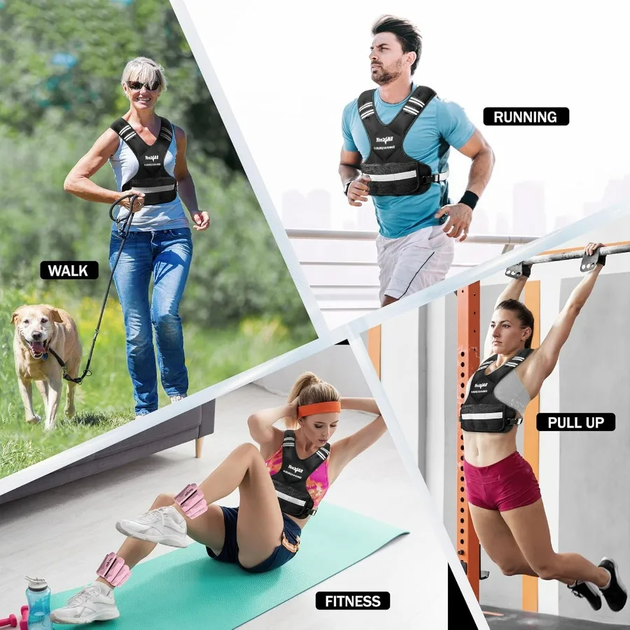 Adjustable Weighted Vest 20-32lbs with Reflective Strip, Large Weight Vest for Strength Training for Men & Women