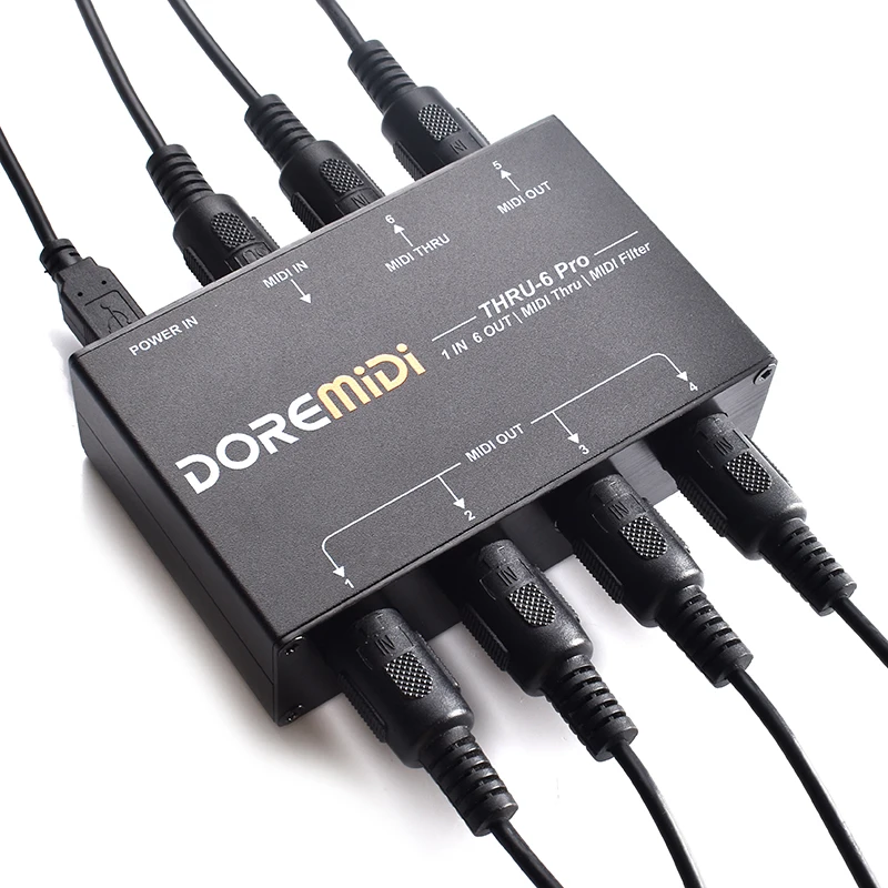 Midi host box DOREMiDi MIDI THRU-6 Pro Box MIDI Splitter + Filter Be Used To Convert 1 Input Into 6 Outputs + USB Output