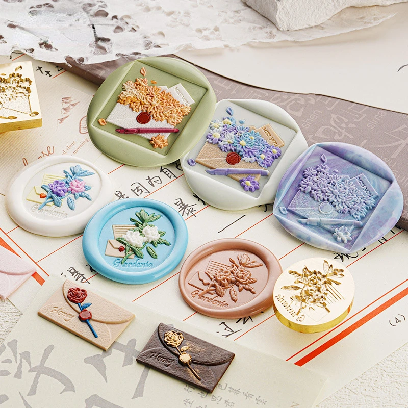 

Fire Lacquer Brass Seal Correspondence Series Frosted Literary Embossed Chapter Head Wedding Invitation Closure Decoration