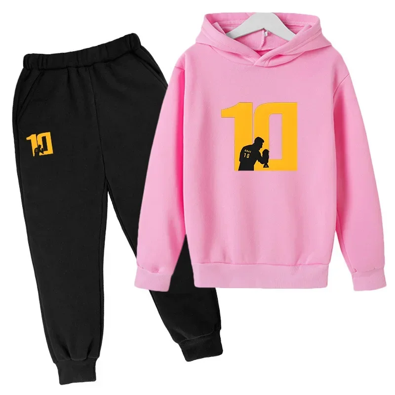thumbnail image 1 of Conjunto de 2 piezas de sudadera y pantalones con estampado de moda de primavera y otoño para niños de 2 a 12 años, ropa deportiva informal para niñas y niños, 1 of 5