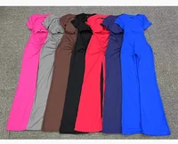 Sexy Backless Scrunch Flared Jumpsuits Women One Piece Sportswear Yoga Clothes Short Sleeve Fitness Overalls Female Sport Outfit - Image 6