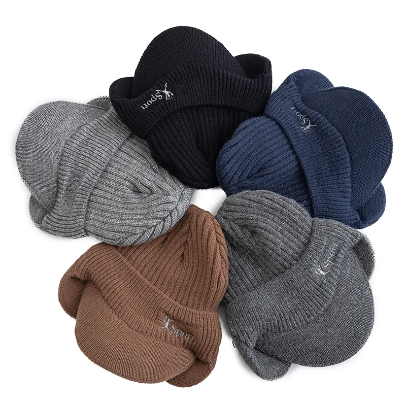 Unisex Winter Hat Plush Fur Lined Warm Earflap Cap Stylish Beanie Hat For Men Women Outdoor Ski Sports Knitted Hat