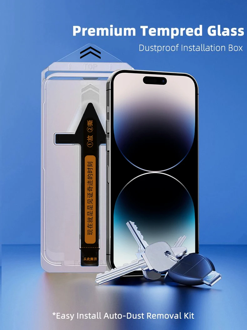 

Продвинутая Защита экрана для iPhone 15 14 13 12 Pro Max, закаленное стекло с полным покрытием, простая установка, комплект для автоматического удаления пыли